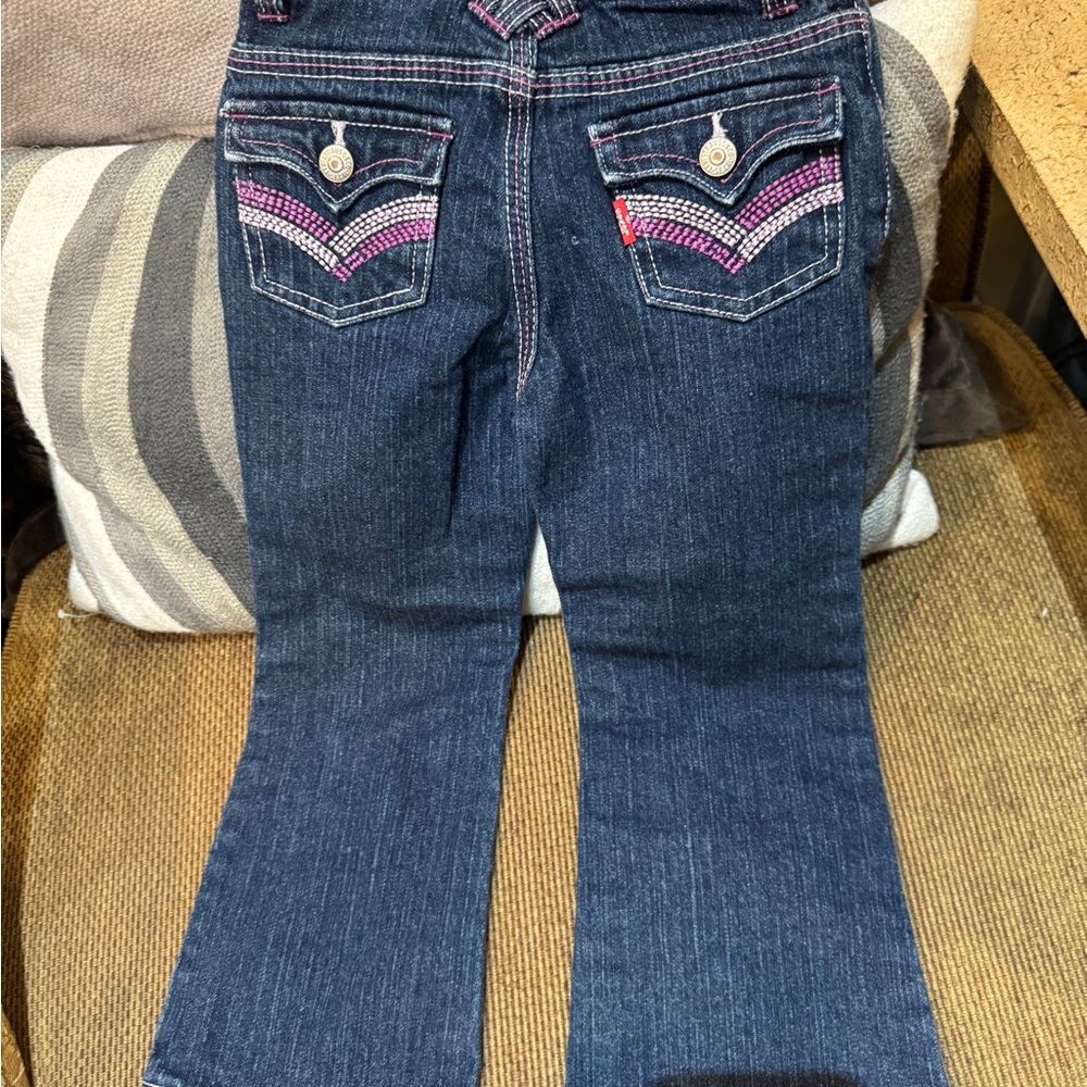 Levi's Blue Flare Boot‎ Cut Jeans with Pink Details 3T